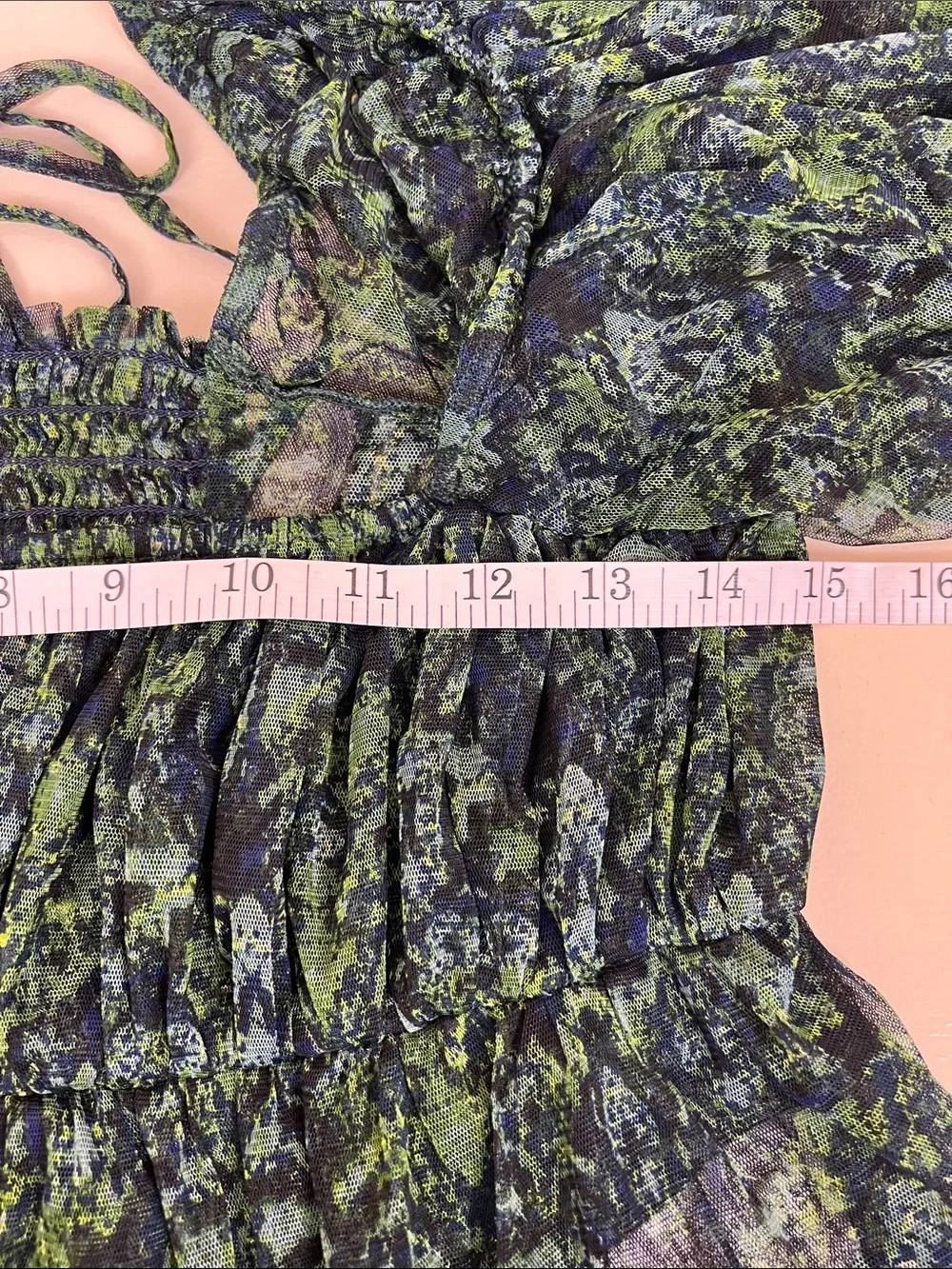 Free People Penelope Smocked Green Top Size  Large